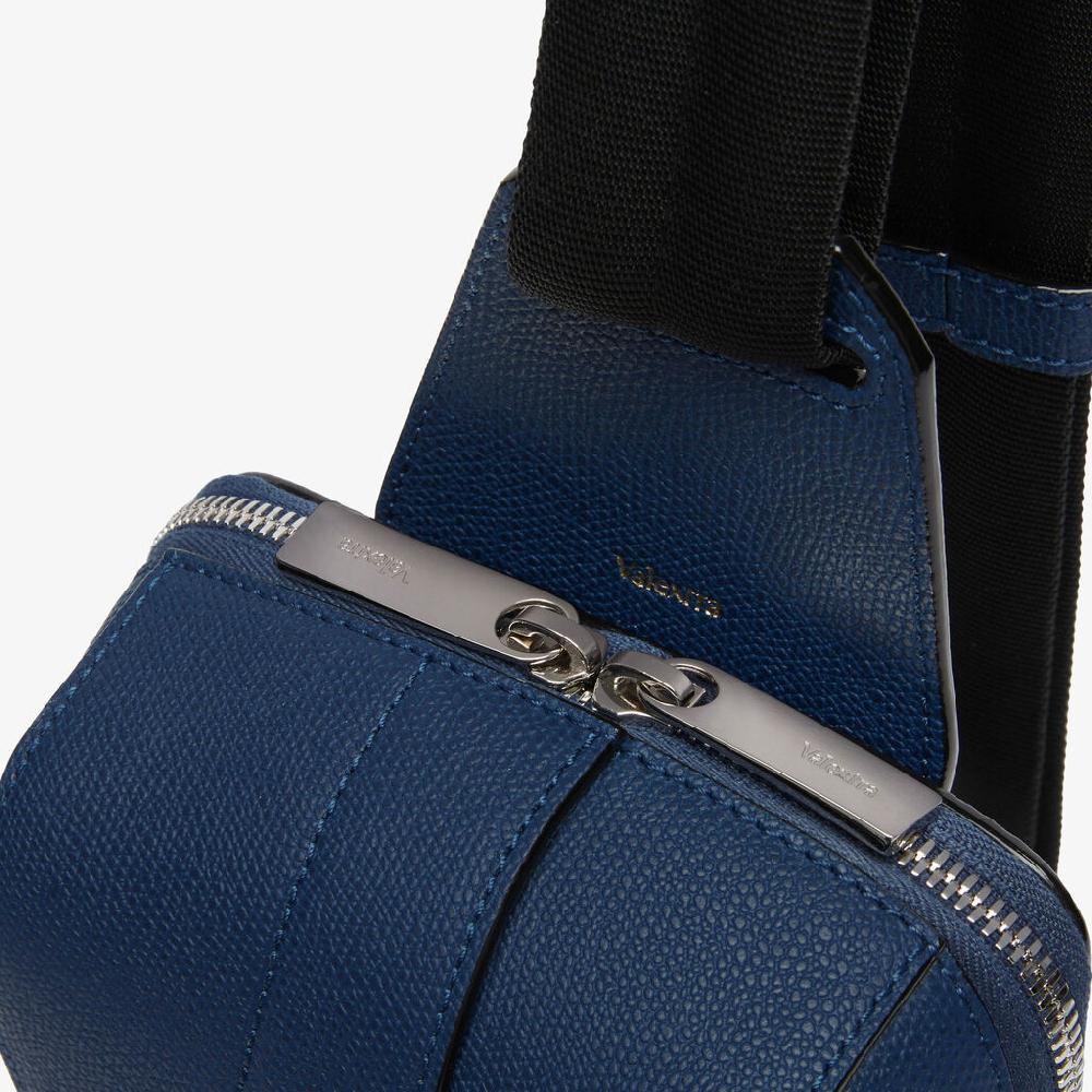 Valextra Zaino monospalla Uomo in Pelle Blu Zaffiro | Valextra V-Line Acquista Ora
