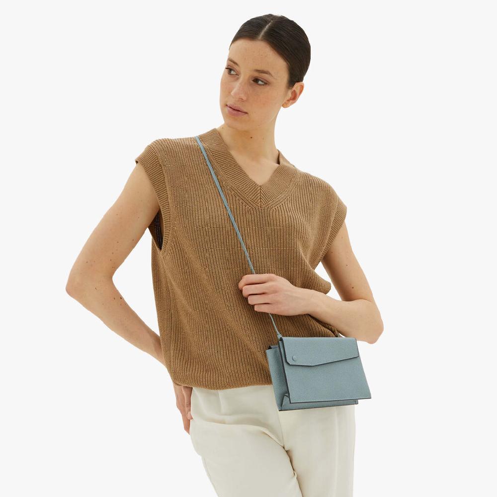 Valextra Borsetta piccola Mini in Pelle Blu | Valextra Pocket Prezzo Ridotto