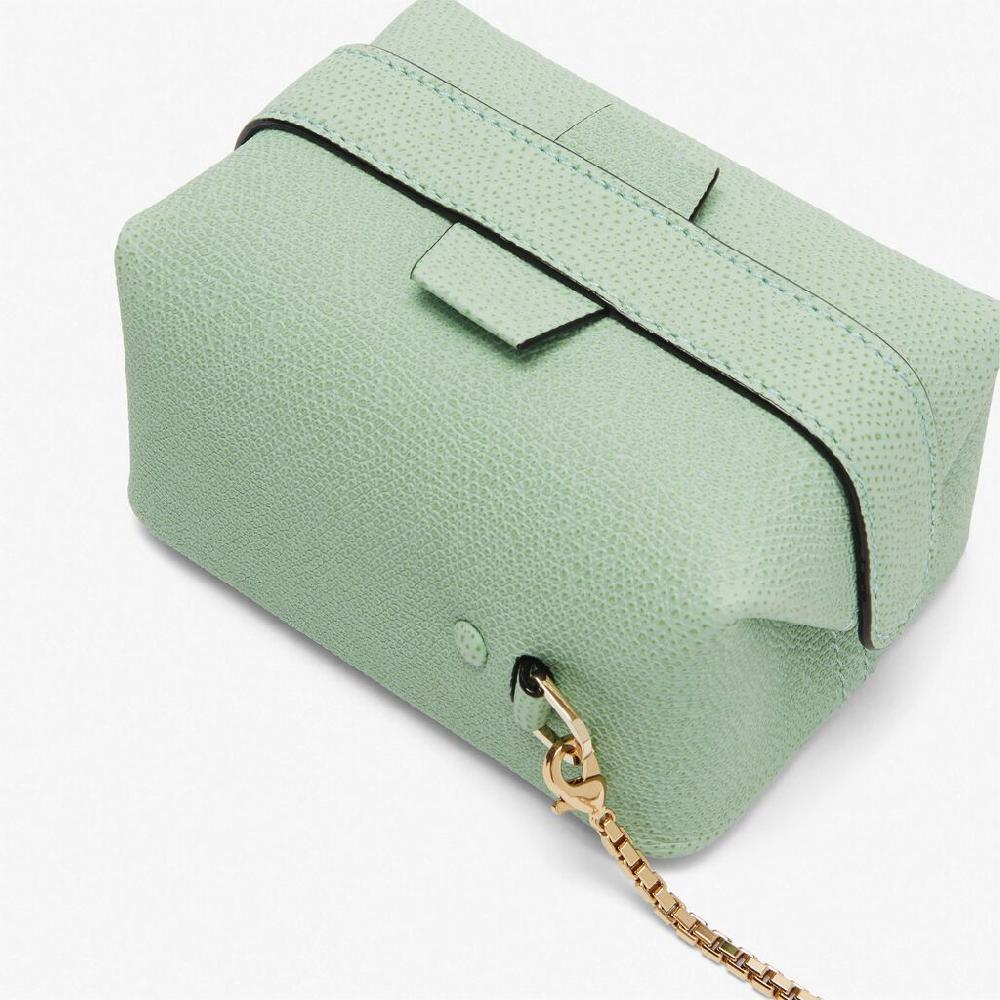 Valextra Borsa a tracolla Nano in Pelle Verde Acqua | Valextra Tric Trac Presa