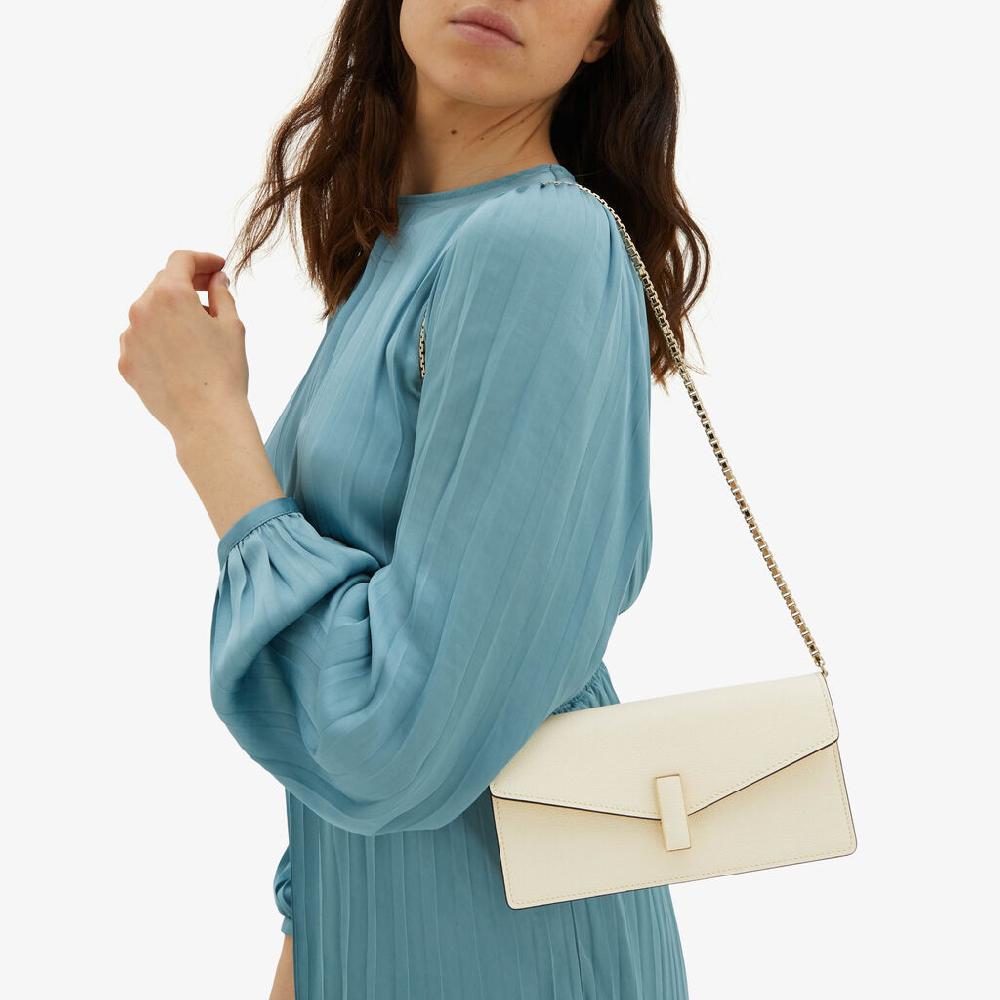 Valextra Pochette in Pelle Bianca con tracolla | Valextra Iside Economico