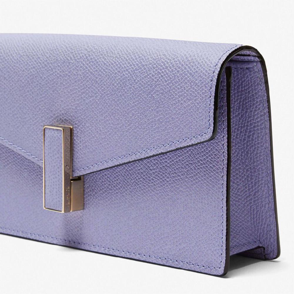 Valextra Pochette minimal da Donna in Pelle Lilla | Valextra Iside Outlet