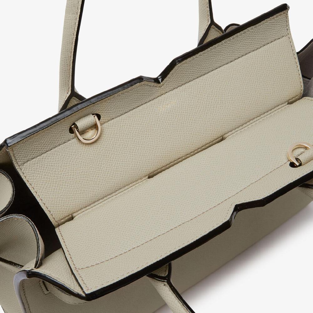 Valextra Borsa A Due Manici Milano Media | Pelle di vitello Millepunte Soft | Grigio Lino | Valextra In Vendita