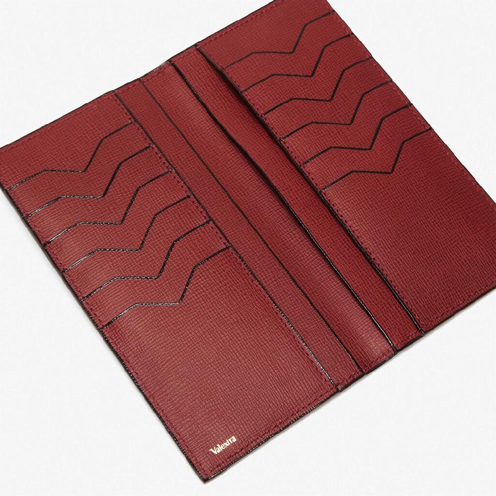 Valextra Portafoglio verticale Bifold in Pelle Bordeaux | Valextra In Saldo