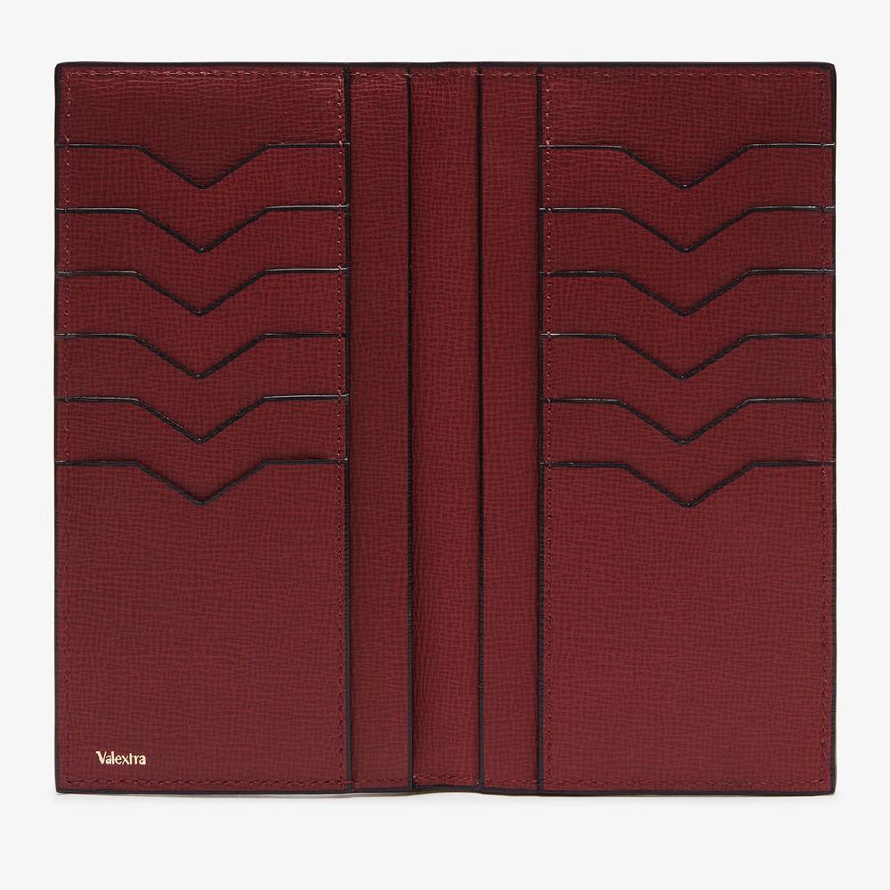 Valextra Portafoglio verticale Bifold in Pelle Bordeaux | Valextra In Saldo