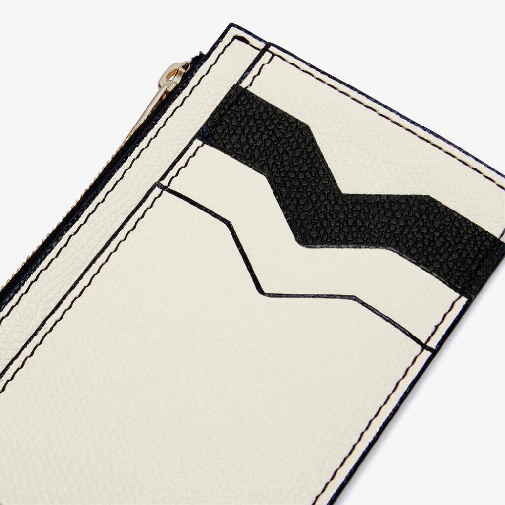 Valextra Porta carte in Pelle Bianca e Nera con cerniera | Valextra Moda