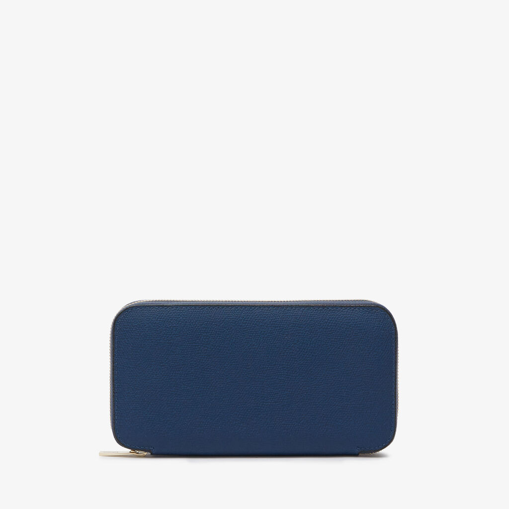 Valextra Portafoglio da Uomo in Pelle Blu Zaffiro | Valextra Zip Around Qualità