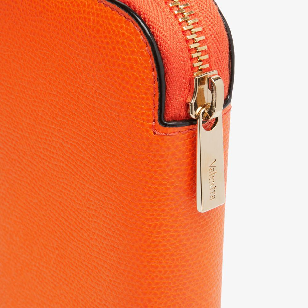 Valextra Portafoglio da Donna in Pelle Arancione | Valextra Zip Around Vendita