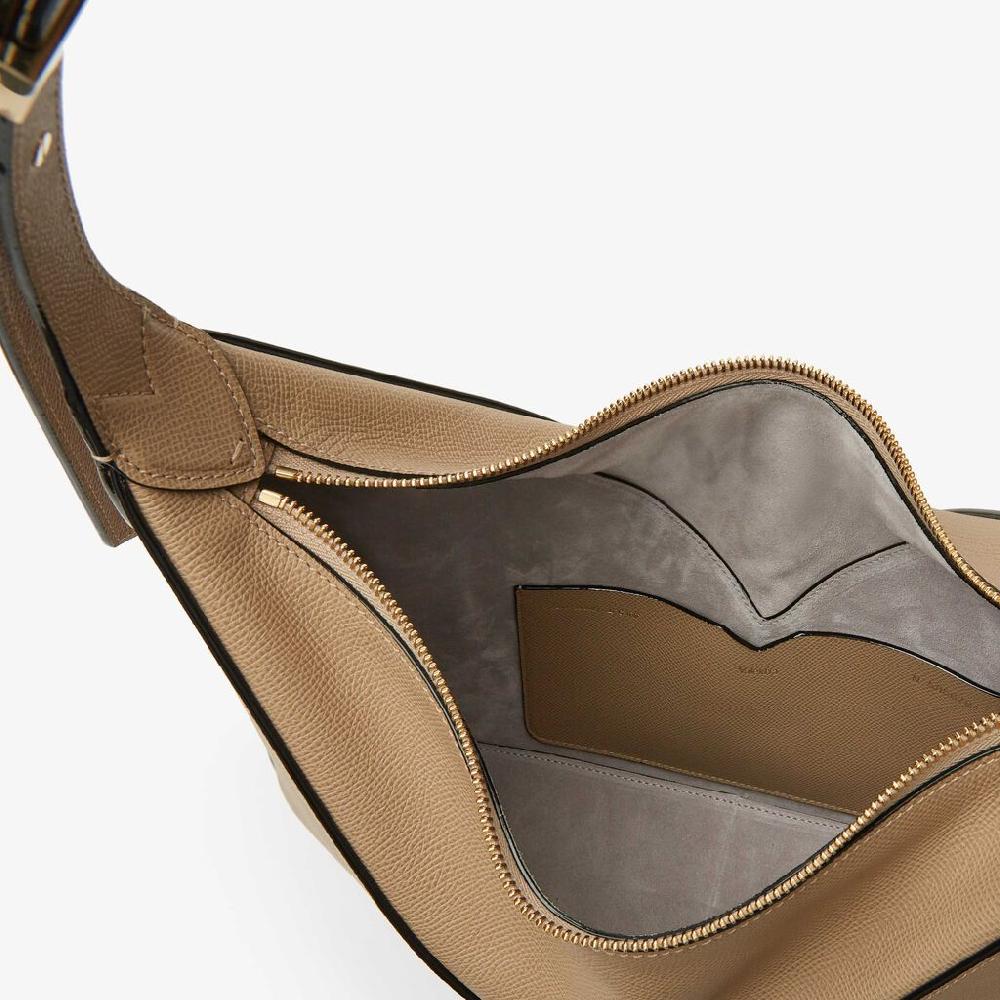 Valextra Borsa hobo da Donna di Lusso in Pelle rigida Beige | Valextra Vivi Sottocosto