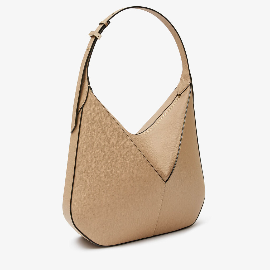 Valextra Borsa hobo da Donna di Lusso in Pelle rigida Beige | Valextra Vivi Sottocosto