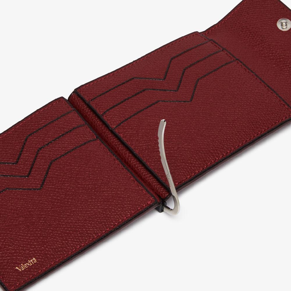 Valextra Portafoglio con fermasoldi in Pelle Bordeaux | Valextra Presa