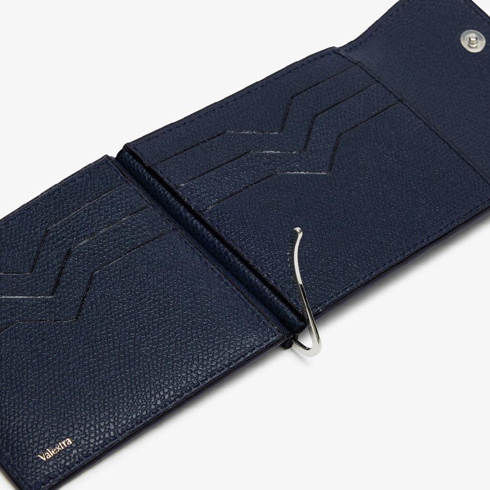 Valextra Portafoglio fermasoldi da Uomo in Pelle Blu | Valextra Sconto
