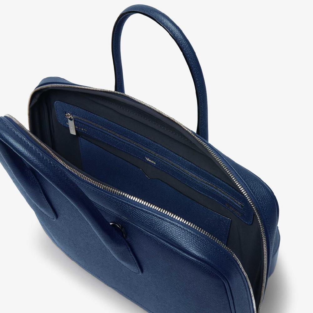 Valextra Borsa da computer Uomo in Pelle Blu Zaffiro | Valextra My Logo Offerta