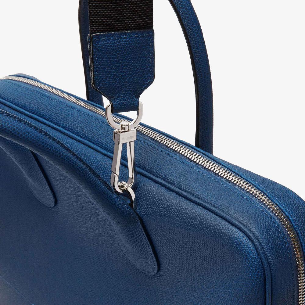 Valextra Borsa da computer Uomo in Pelle Blu Zaffiro | Valextra My Logo Offerta