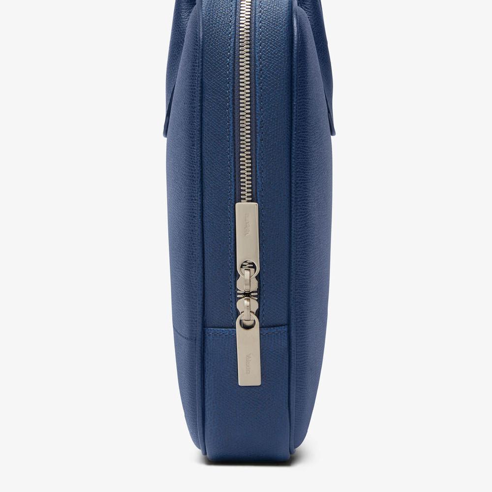 Valextra Borsa da computer Uomo in Pelle Blu Zaffiro | Valextra My Logo Offerta