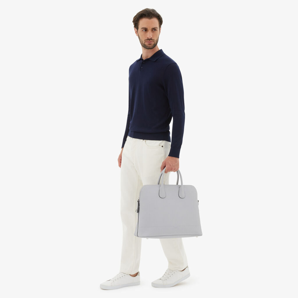 Valextra Borsa tote da Uomo in Pelle Grigia Sasso | Valextra My Logo Outlet