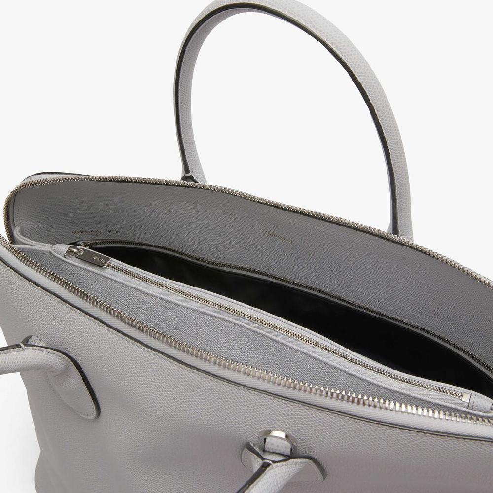 Valextra Borsa tote da Uomo in Pelle Grigia Sasso | Valextra My Logo Outlet