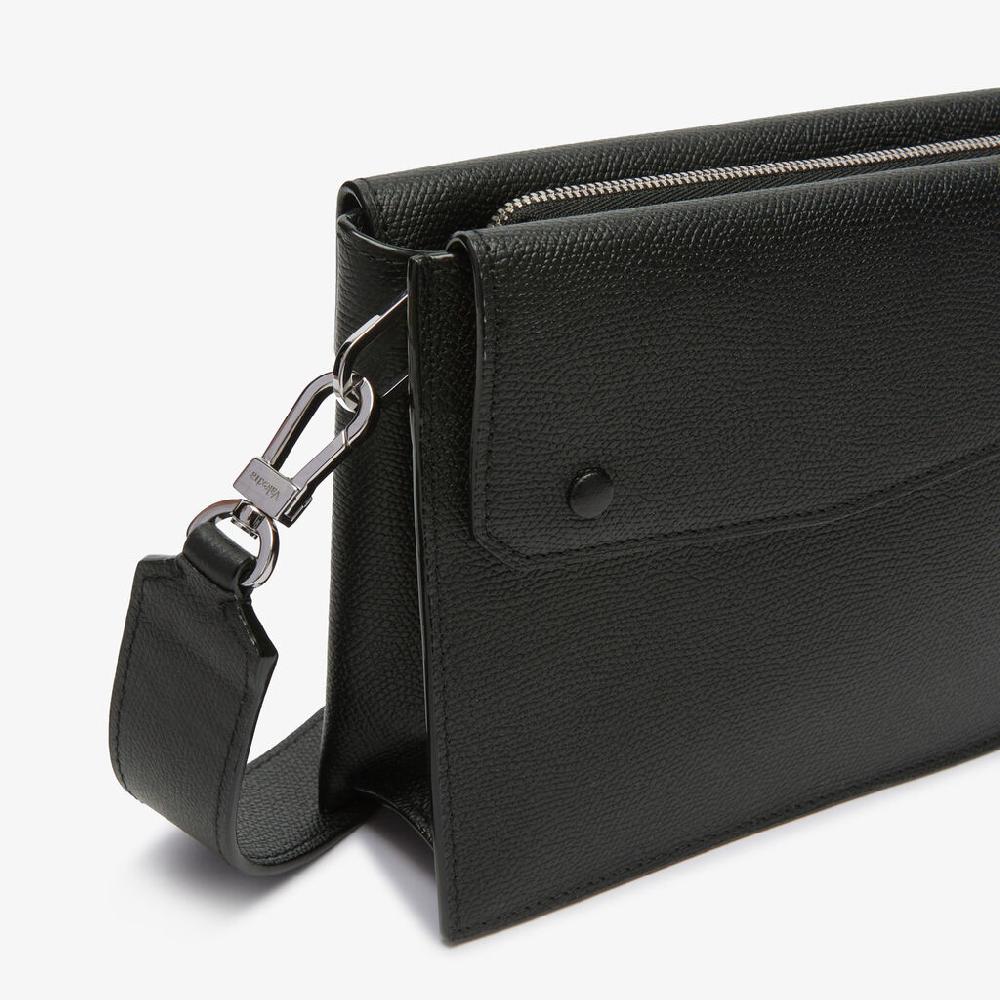Valextra Borsa a tracolla da Uomo in Pelle Nera | Valextra Pocket Vendita Calda