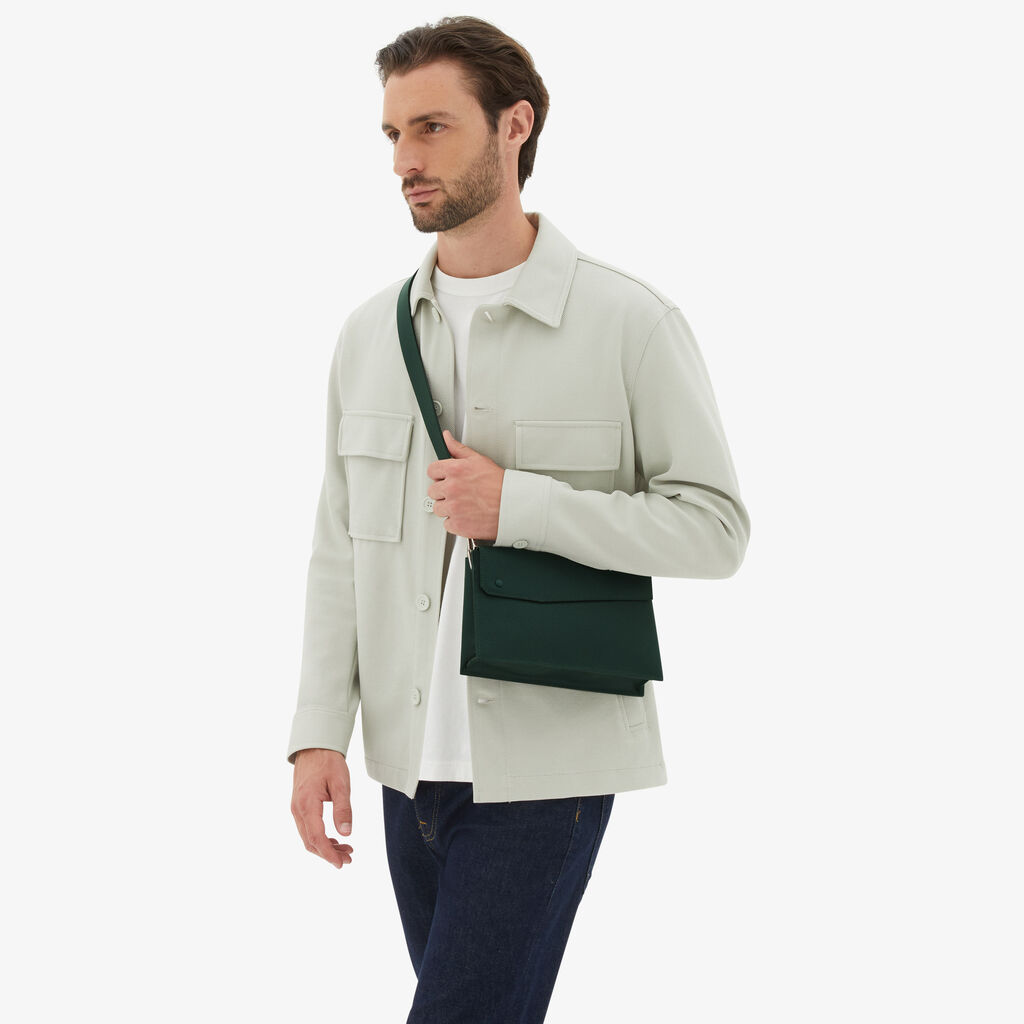 Valextra Borsa tracolla da Uomo di Lusso in Pelle Verde | Valextra Pocket Saldi Di Fabbrica