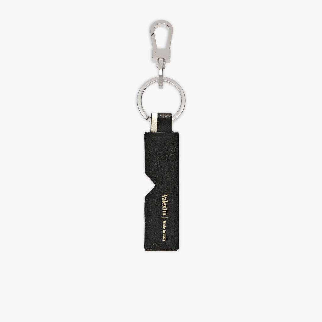 Valextra Portachiavi intarsia da Donna in Pelle Nera e Bianca | Valextra Vendite Flash