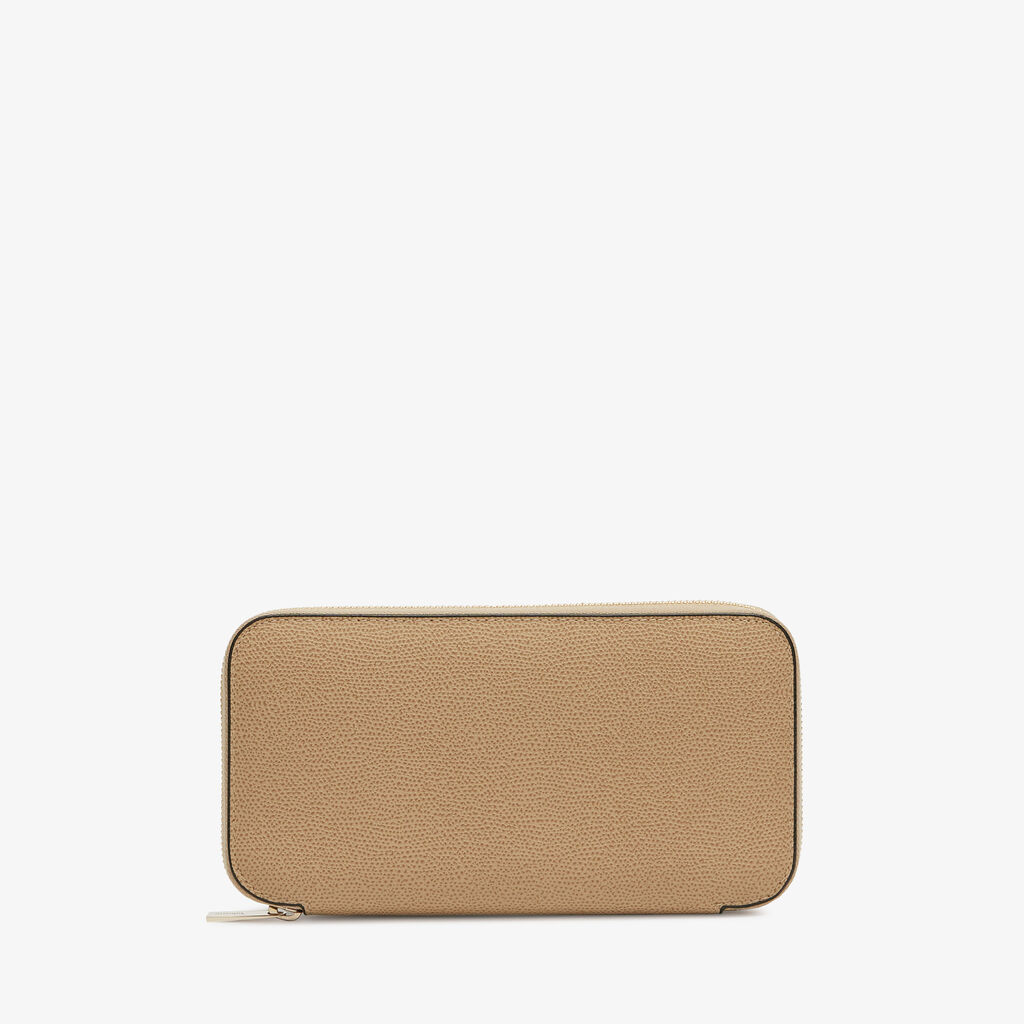 Valextra Portafoglio da Donna di Lusso in Pelle Beige | Valextra Zip Around Pezzi Unici
