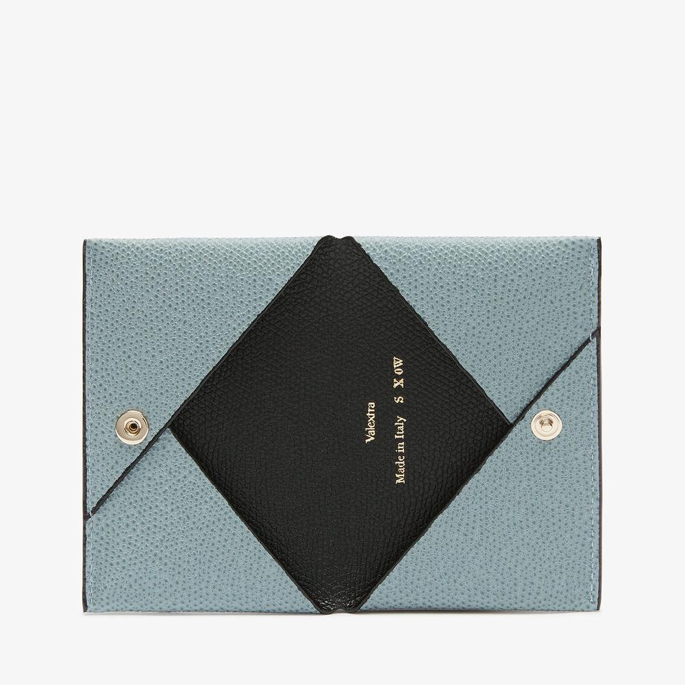 Valextra Porta carte piccolo di Lusso in Pelle Blu e Nera | Valextra Consegna Veloce
