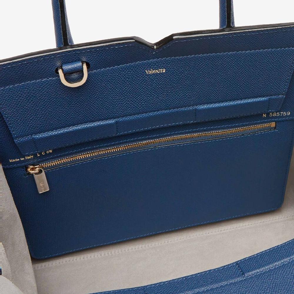 Valextra Borsa due manici da Donna in Pelle Blu Zaffiro | Valextra Promozione Limitata