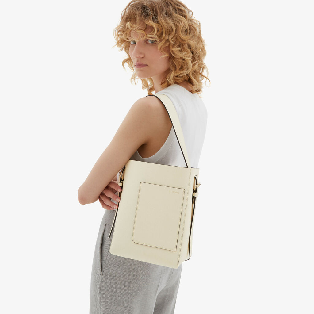 Valextra Borsa a secchiello da Donna Mini in Pelle Bianca | Valextra Soft Fino Al -60%