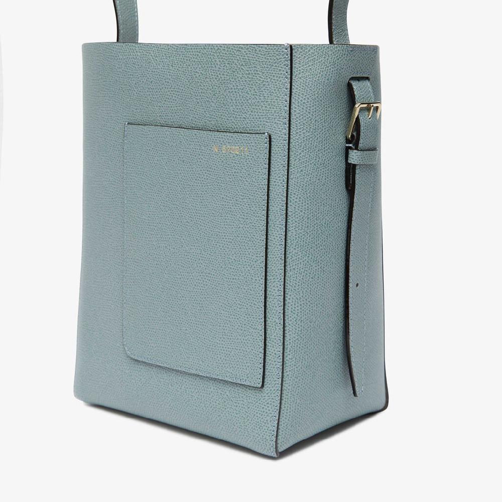 Valextra Borsa a secchiello da Donna Mini in Pelle Azzurra | Valextra Soft Shopping Online