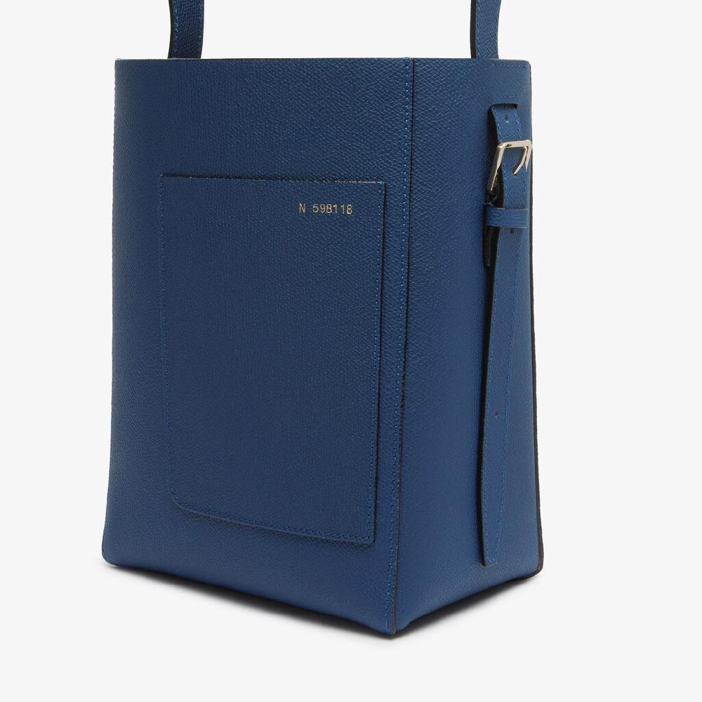 Valextra Borsa a secchiello da Donna in Pelle Blu Zaffiro | Valextra Soft Offerta natalizia