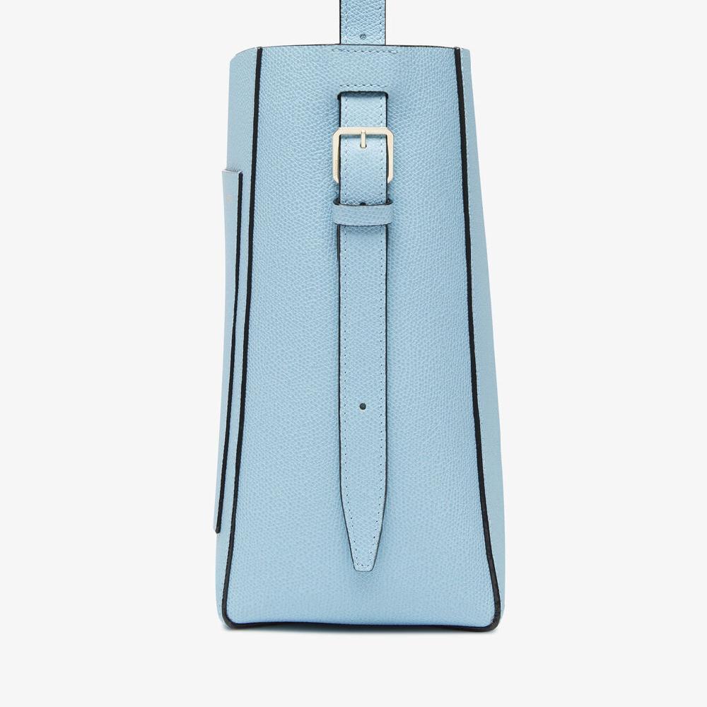 Valextra Borsa a secchiello da Donna Mini in Pelle Blu | Valextra Soft Prezzo Ridotto