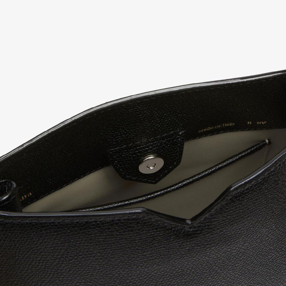 Valextra Borsa a spalla Mini in Pelle Nera | Valextra Hobo Novità