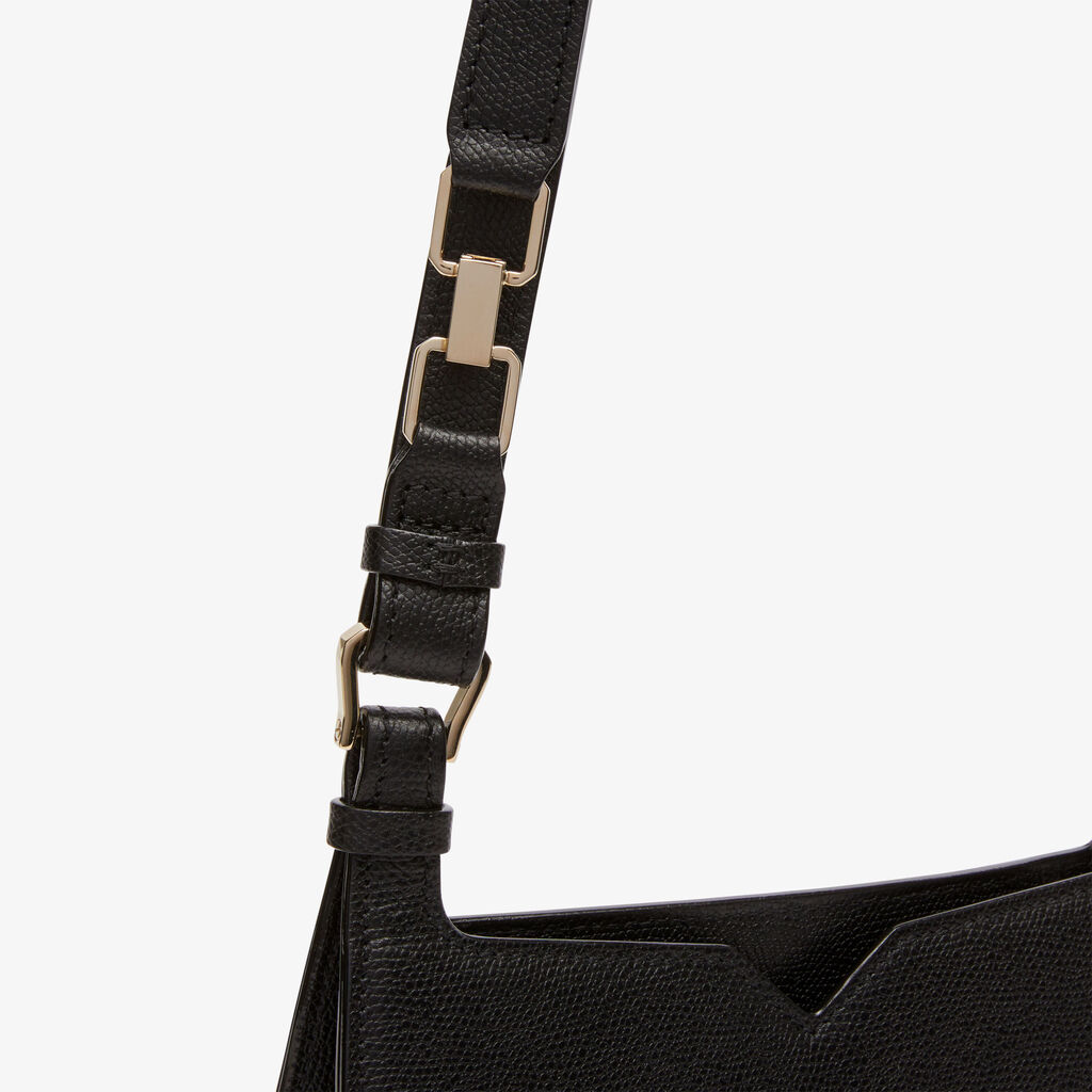 Valextra Borsa a spalla Mini in Pelle Nera | Valextra Hobo Novità