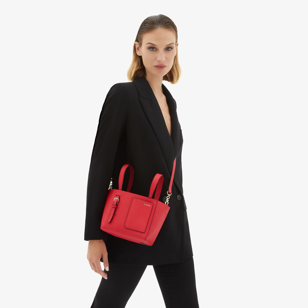 Valextra Borsa a secchiello da Donna in Pelle Rossa | Valextra Soft Economico