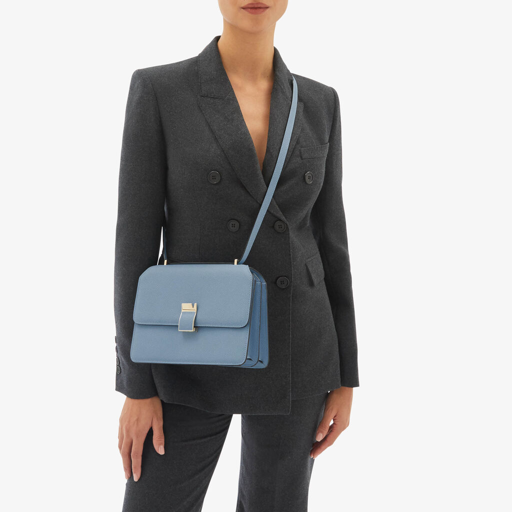 Valextra Borsa tracolla da Donna di Lusso in Pelle Azzurra | Valextra Outlet