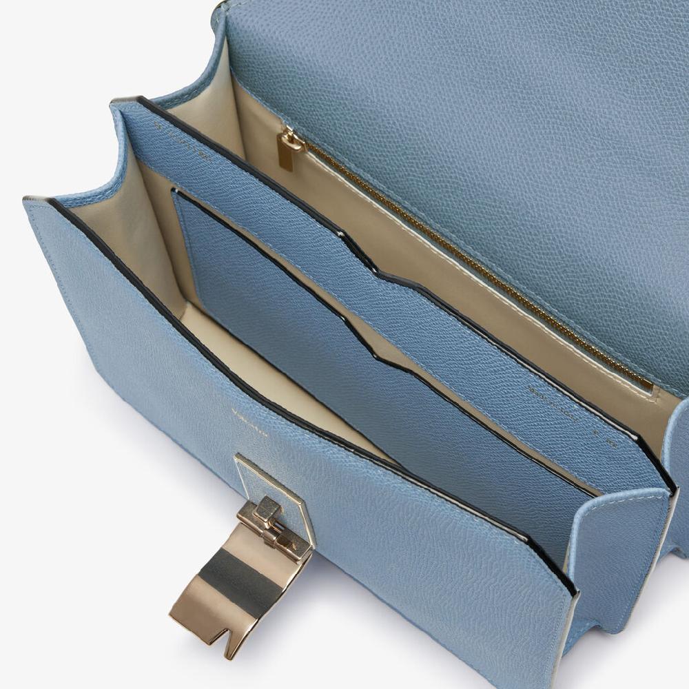 Valextra Borsa tracolla da Donna di Lusso in Pelle Azzurra | Valextra Outlet