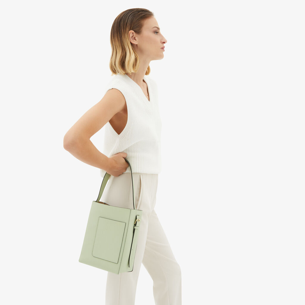 Valextra Borsa a secchiello da Donna Mini in Pelle Verde | Valextra Soft Nuovi prodotti
