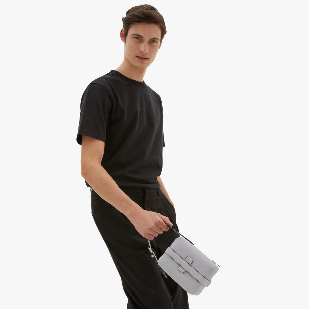 Valextra Borsa rigida a tracolla in Pelle Grigia | Valextra Tric Trac Vendita Economica