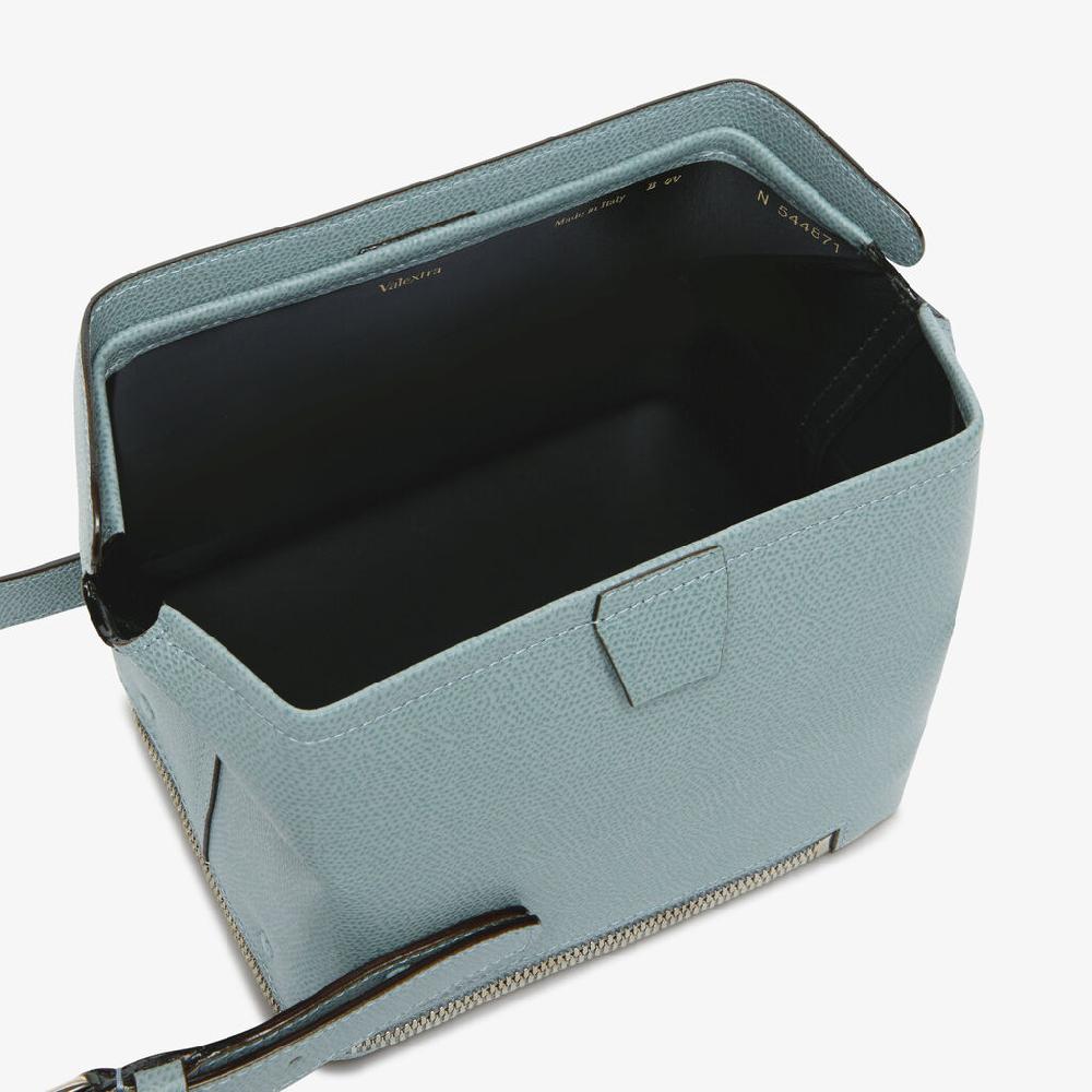 Valextra Valextra Tric Trac: Borsa a mano Mini in Pelle Blu Saldi Di Fabbrica