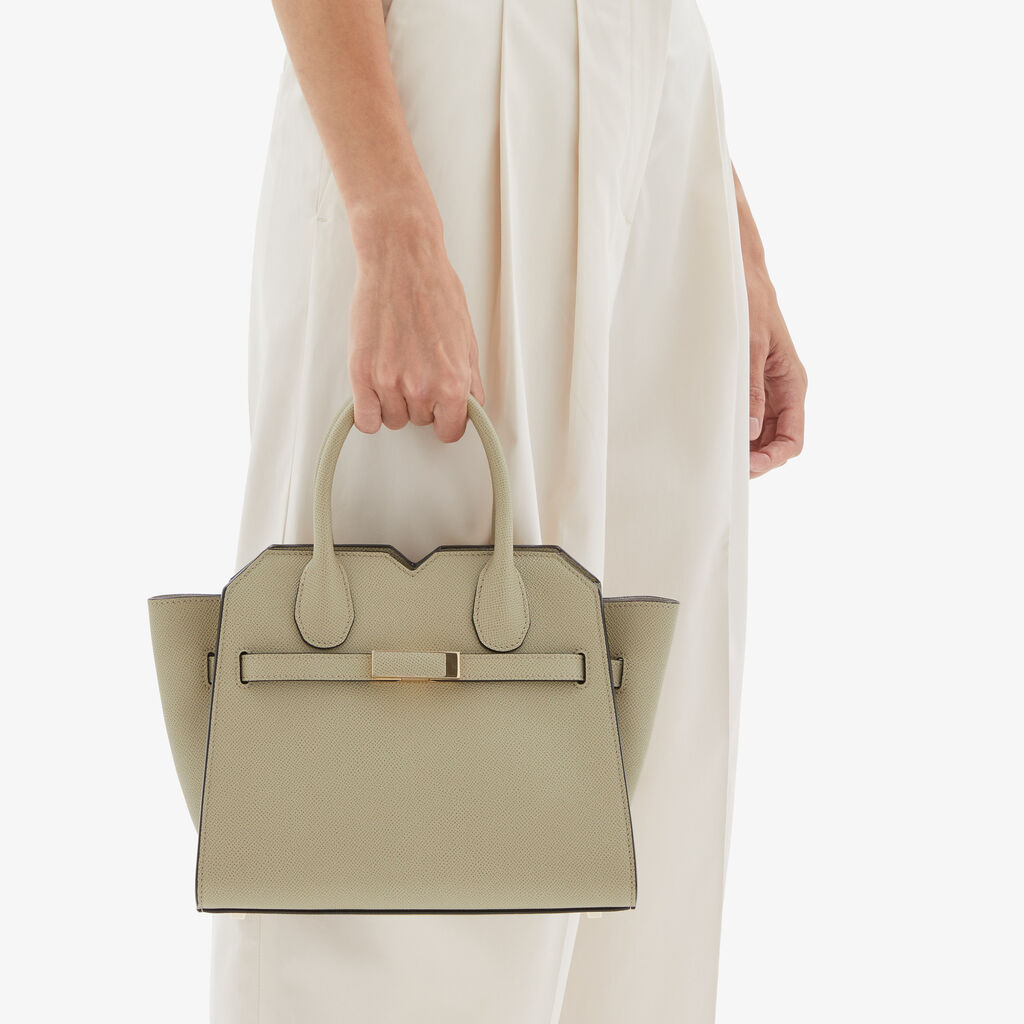 Valextra Borsa a due manici Donna Mini in Pelle Verde tundra | Valextra Vendite Flash