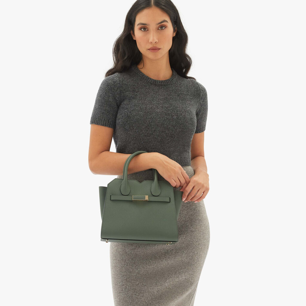 Valextra Borsa due manici da Donna in Pelle Verde di Lusso | Valextra Negozio
