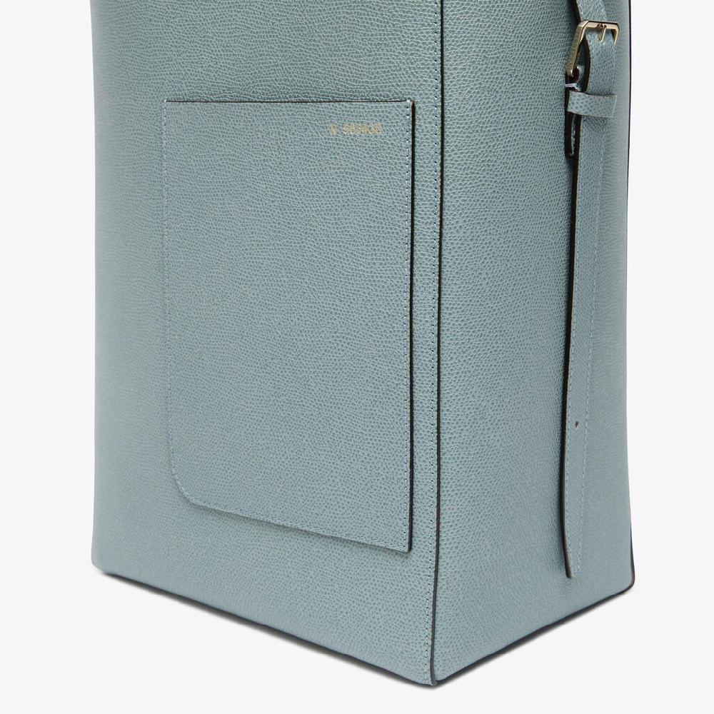 Valextra Borsa a secchiello da Donna in Pelle Azzurra | Valextra Soft In Saldo