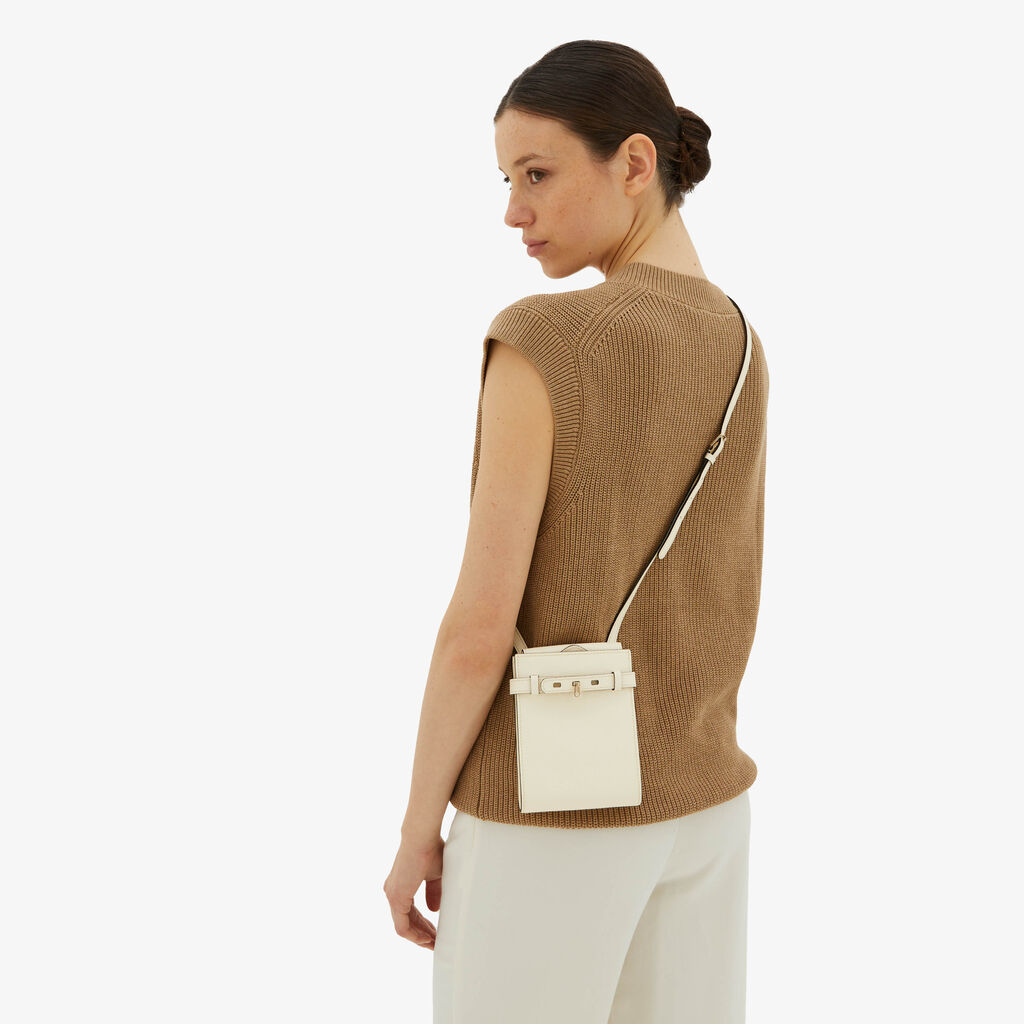 Valextra Borsa a tracolla Micro in Pelle Bianca | Valextra Brera Nuova