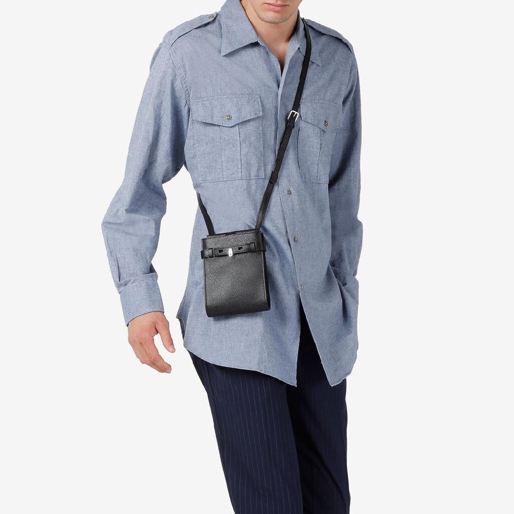 Valextra Borsa a tracolla slim Micro in Pelle Nera | Valextra Brera Sconti VIP