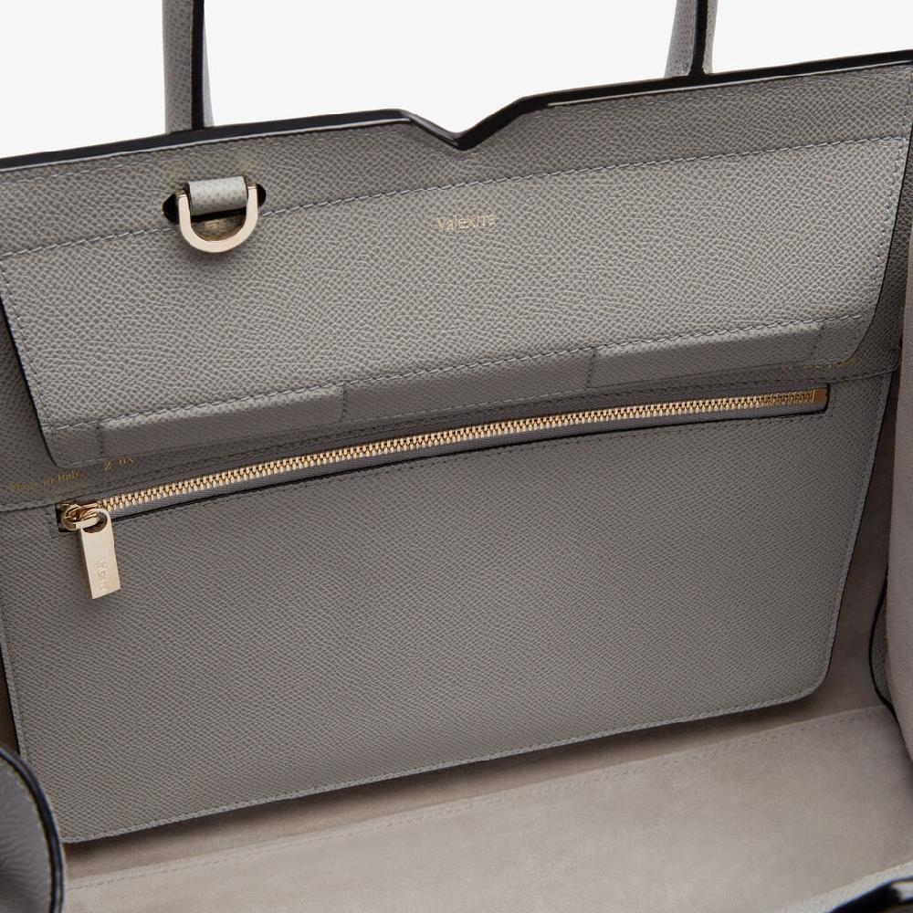 Valextra Borsa a due manici Donna di Lusso in Pelle Grigia chiara | Valextra In Linea