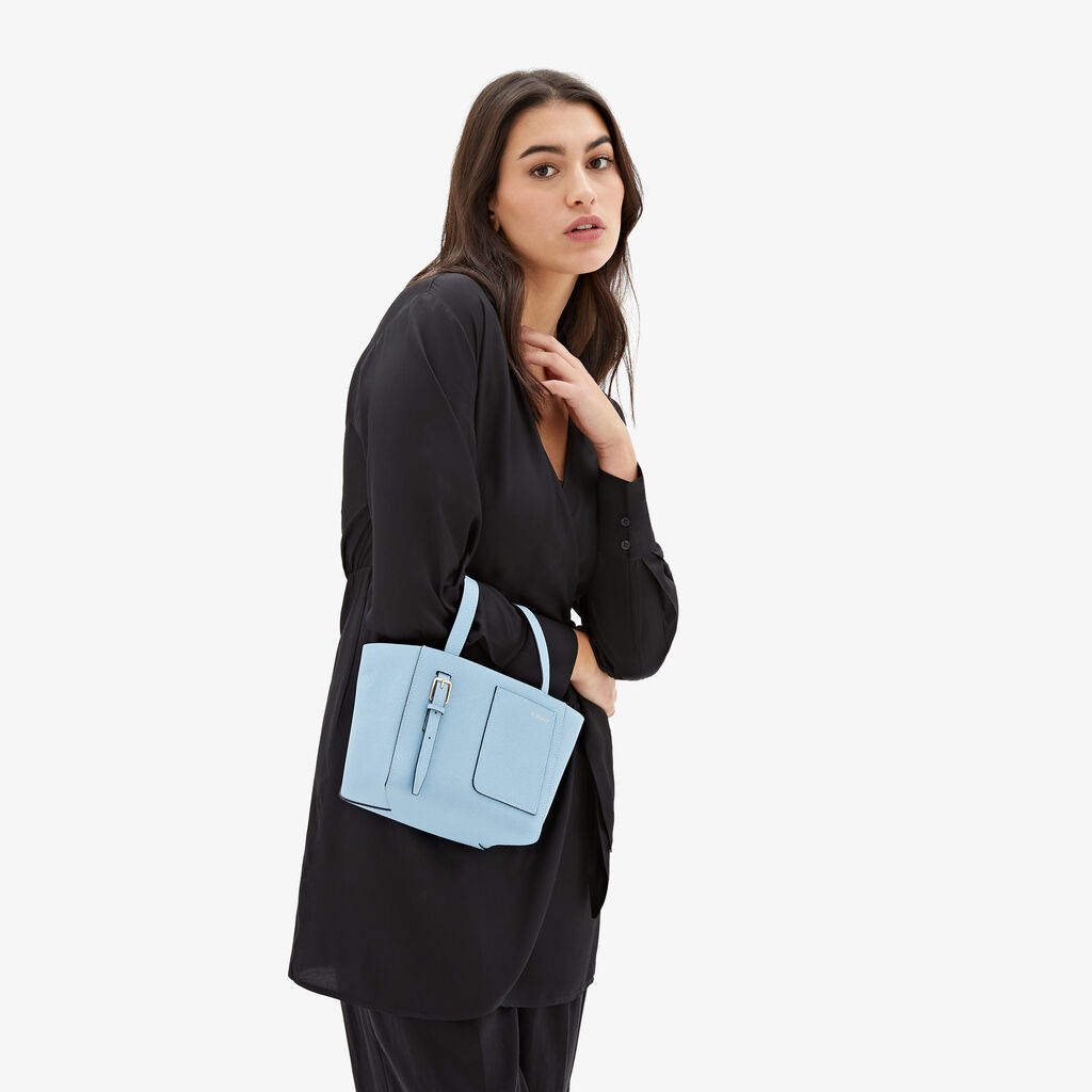 Valextra Borsa a secchiello da Donna in Pelle rigida Blu | Valextra Soft Qualità