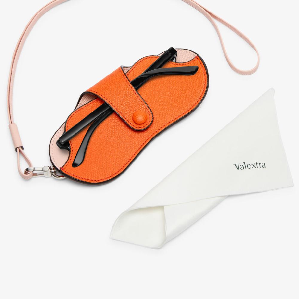 Valextra Custodia occhiali di Lusso in Pelle Arancione e Rosa | Valextra Promozione