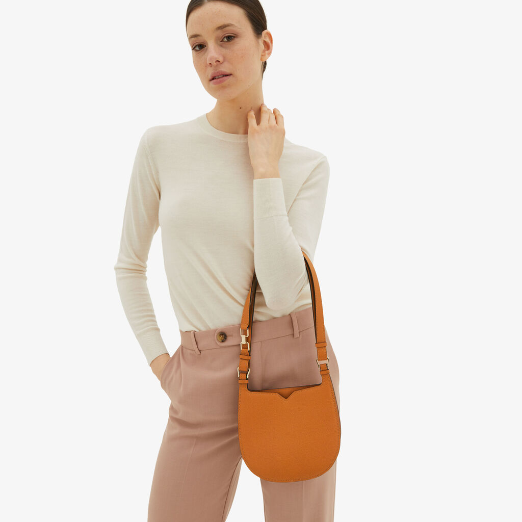 Valextra Borsa a spalla Mini in Pelle Marrone | Valextra Hobo Spedizione Gratuita