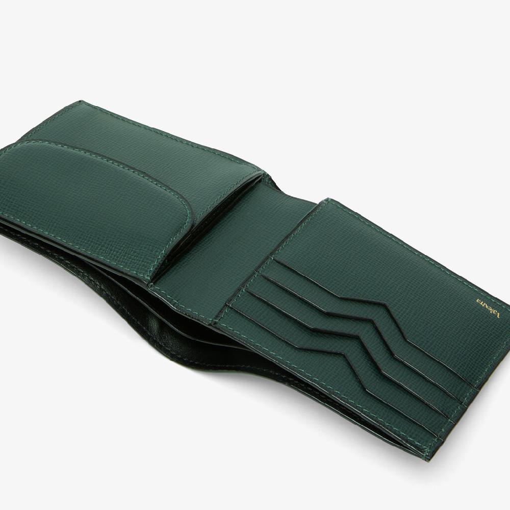 Valextra Portafoglio Bifold in Pelle Verde con portamonete | Valextra Promozione Limitata