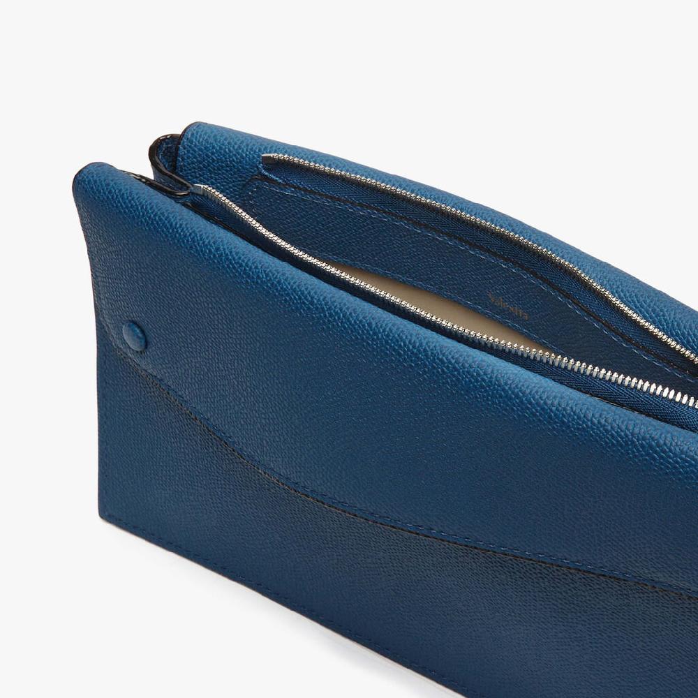 Valextra Borsa a tracolla da Uomo Mini in Pelle Blu | Valextra Pocket Shopping Online