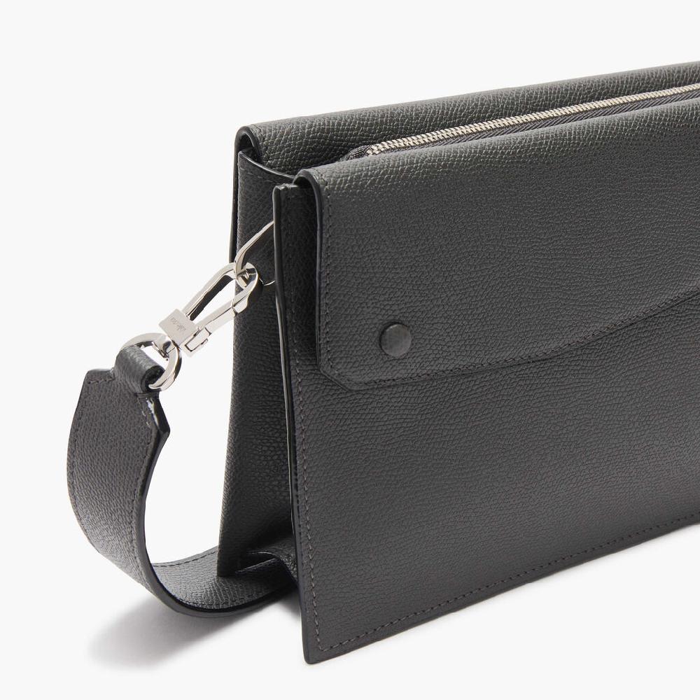 Valextra Borsa a tracolla da Uomo Mini in Pelle Grigia | Valextra Pocket Affare Del Giorno